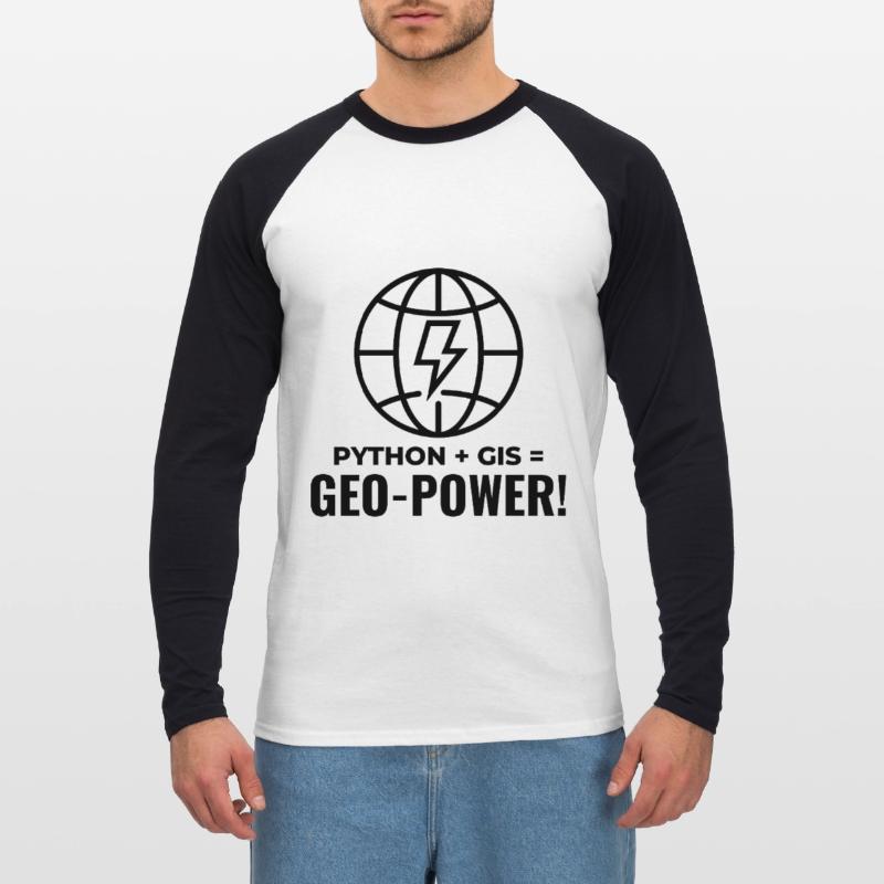 Python GIS Geo-Power Programming Geospatial Unisex Long Sleeve Baseball T-Shirt
