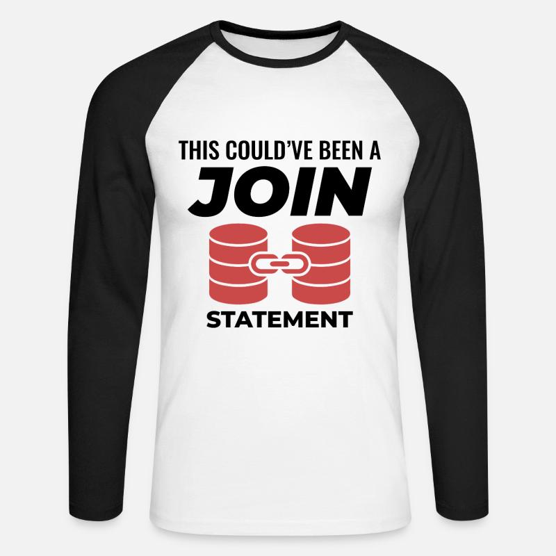 Programmierdaten für SQL Join-Datenbankanweisungen - Unisex Baseballshirt langarm - Weiß/Schwarz