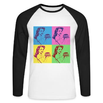 Baking Cake Baking Queen Baking Fairy Baker Pop Art - Unisex Long Sleeve Baseball T-Shirt - white/black - Front - Nik (191cm)