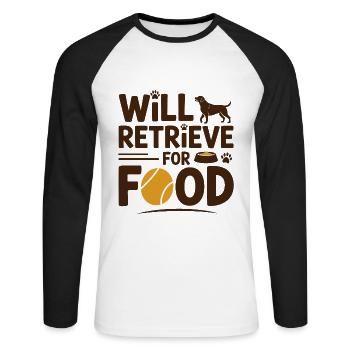 Wird für Futter apportieren Labrador Lustiger Hund - Unisex Baseballshirt langarm - Weiß/Schwarz - Vorne - Nik (191cm)