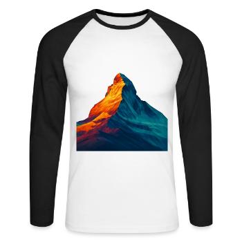 Style WPAP - Cervin, Suisse montagnarde - T-shirt baseball manches longues Homme - blanc/noir - Devant - Nik (191cm)