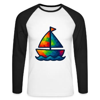 WPAP Polygon Voilier pour bébé de style kawaii - T-shirt baseball manches longues Homme - blanc/noir - Devant - Nik (191cm)