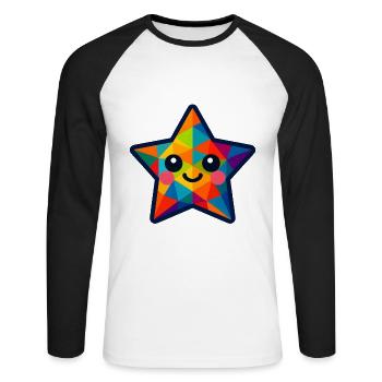WPAP Polygon Kawaii Style Baby Star - Unisex Long Sleeve Baseball T-Shirt - white/black - Front - Nik (191cm)