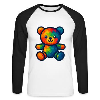 WPAP Polygon Kawaii Style Baby Teddy Bear - Unisex Long Sleeve Baseball T-Shirt - white/black - Front - Nik (191cm)