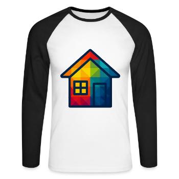 WPAP Polygon Maison jouet pour bébé de style kawaii - T-shirt baseball manches longues Homme - blanc/noir - Devant - Nik (191cm)