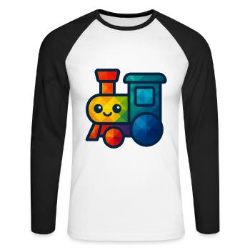 WPAP Polygon Kawaii Style Baby Toy Locomotive - Unisex Long Sleeve Baseball T-Shirt - white/black - Front - Nik (191cm)