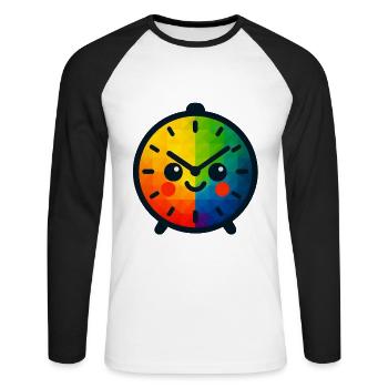 WPAP Polygon Kawaii Style Baby Toy Clock - Unisex Long Sleeve Baseball T-Shirt - white/black - Front - Nik (191cm)