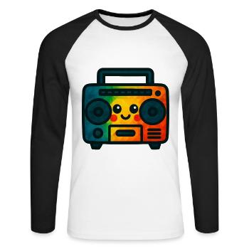 WPAP Polygon Kawaii Stil Spielzeug Kassetten-Deck - Unisex Baseballshirt langarm - Weiß/Schwarz - Vorne - Nik (191cm)