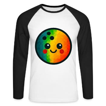 WPAP Polygon Kawaii Style Toy Cone Ball - Unisex Long Sleeve Baseball T-Shirt - white/black - Front - Nik (191cm)