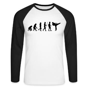 KARATE Evolution Kampfsport Kickboxen Bruce Lee - Unisex Baseballshirt langarm - Weiß/Schwarz - Vorne - Nik (191cm)