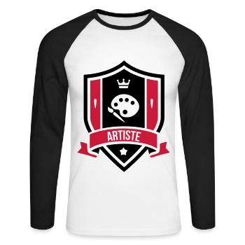 Artiste - Art - T-shirt baseball manches longues Homme - blanc/noir - Devant - Nik (191cm)