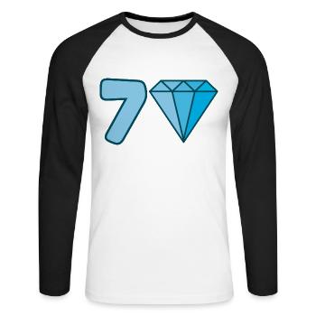 Diamant du 70e anniversaire - T-shirt baseball manches longues Homme - blanc/noir - Devant - Nik (191cm)
