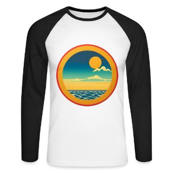 Vintage Beach Landscape Orange - T-shirt baseball manches longues Homme - blanc/noir - Devant - Nik (191cm)