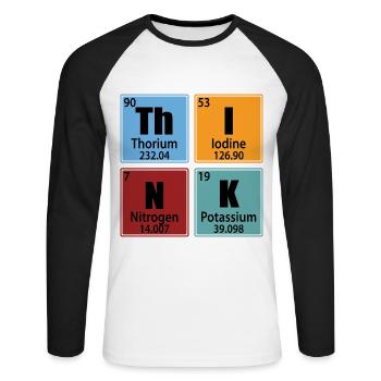Think - Periodic Table Elements - Unisex Long Sleeve Baseball T-Shirt - white/black - Front - Nik (191cm)