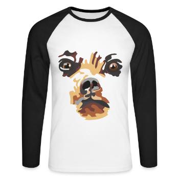 Bär Grizzly Gesicht Portrait - Unisex Baseballshirt langarm - Weiß/Schwarz - Vorne - Nik (191cm)