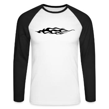Flamme - T-shirt baseball manches longues Homme - blanc/noir - Devant - Nik (191cm)