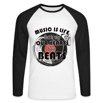 Music Is Life for composers - Unisex Long Sleeve Baseball T-Shirt - white/black - Front - Nik (191cm)