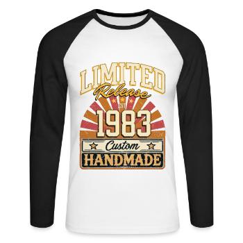 Limité 1983 Dictons drôles cadeau d’anniversaire - T-shirt baseball manches longues Homme - blanc/noir - Devant - Nik (191cm)
