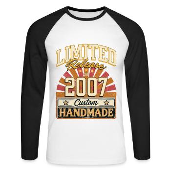 Limité 2007 Dictons drôles cadeau anniversaire - T-shirt baseball manches longues Homme - blanc/noir - Devant - Nik (191cm)