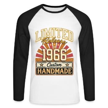 Limited 1966 Lustige Sprüche Geschenk Geburtstag - Unisex Baseballshirt langarm - Weiß/Schwarz - Vorne - Nik (191cm)