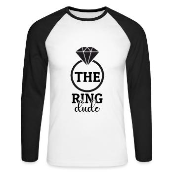 Ring Dude Ringträger Hochzeit Trauung Ehering - Unisex Baseballshirt langarm - Weiß/Schwarz - Vorne - Nik (191cm)