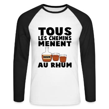 All roads lead to rum - Unisex Long Sleeve Baseball T-Shirt - white/black - Front - Nik (191cm)