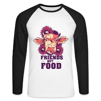 Vegan Vegan Veganism Healthy Lifestyle Gift - Unisex Long Sleeve Baseball T-Shirt - white/black - Front - Nik (191cm)