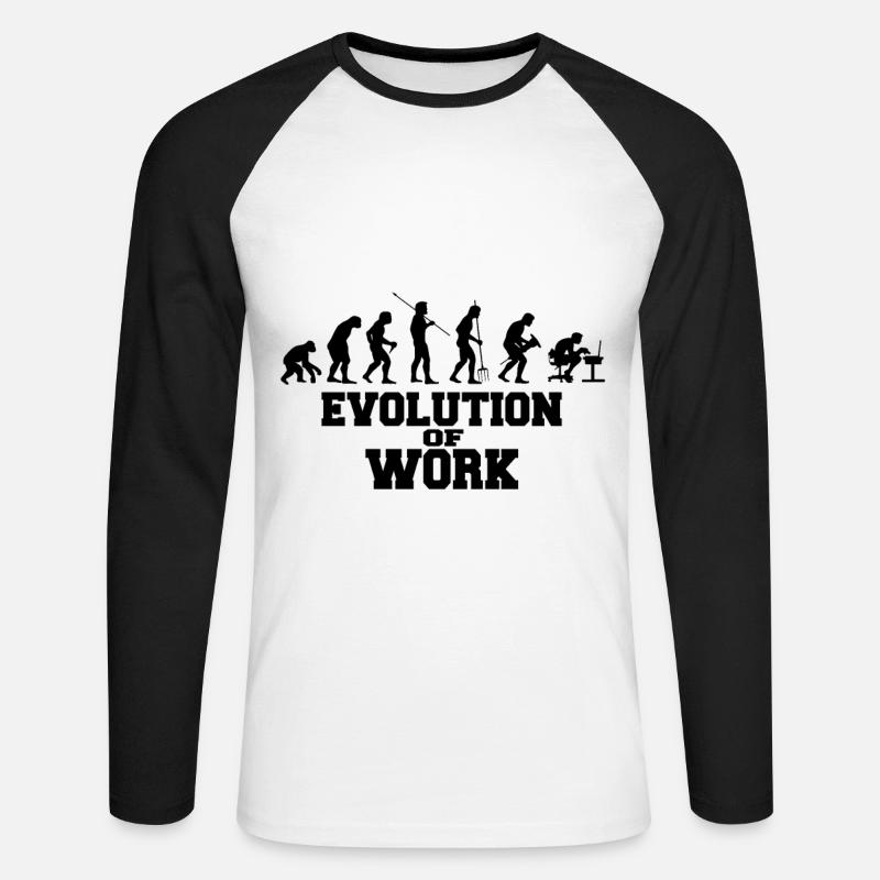 Evolution of Work Geschenk - Unisex Baseballshirt langarm - Weiß/Schwarz