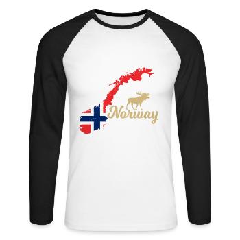 Drapeau de la Norvège cadeau d'orange ange - T-shirt baseball manches longues Homme - blanc/noir - Devant - Nik (191cm)