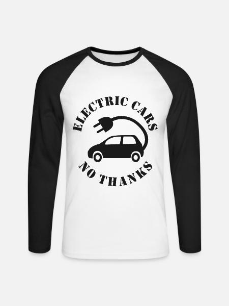 Elektroautos Nein danke - Unisex Baseballshirt langarm - Weiß/Schwarz