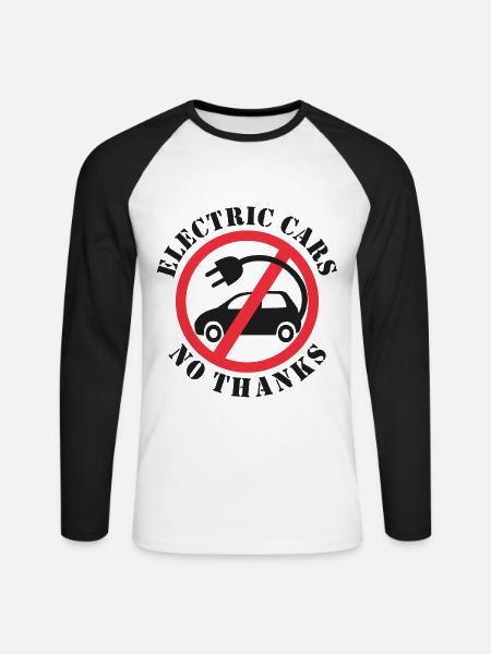 Auto elettriche No grazie - Maglia da baseball a manica lunga da uomo - bianco/nero