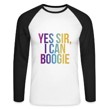 Yes Sir, I Can Boogie - Unisex Baseballshirt langarm - Weiß/Schwarz - Vorne - Nik (191cm)
