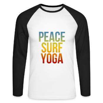 Peace Surf Yoga - Unisex Long Sleeve Baseball T-Shirt - white/black - Front - Nik (191cm)