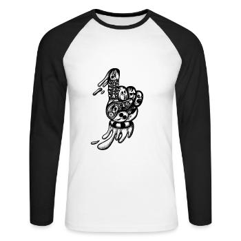 One doodle - Unisex Long Sleeve Baseball T-Shirt - white/black - Front - Nik (191cm)