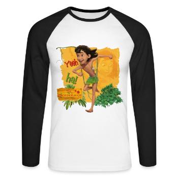 Das Dschungelbuch Mogli Am Rennen - Unisex Baseballshirt langarm - Weiß/Schwarz - Vorne - Nik (191cm)