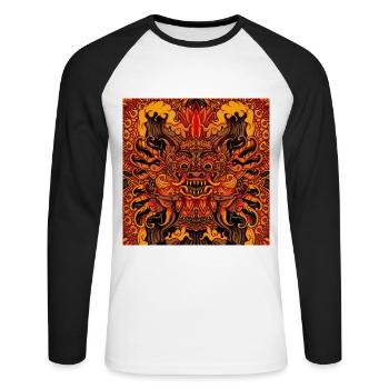 orange Bali - Unisex Long Sleeve Baseball T-Shirt - white/black - Front - Nik (191cm)