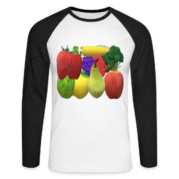 Conception végétalienne - T-shirt baseball manches longues Homme - blanc/noir - Devant - Nik (191cm)