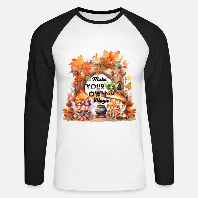 Make your own Magic - Unisex Baseballshirt langarm - Weiß/Schwarz