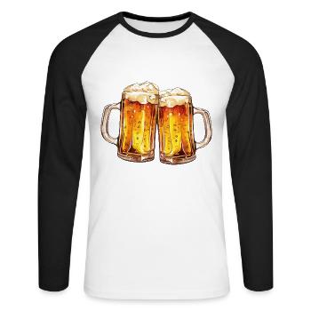 Chopes à bière Chopes à bière Verres à bière Bière à boire de l’alcool - T-shirt baseball manches longues Homme - blanc/noir - Devant - Nik (191cm)