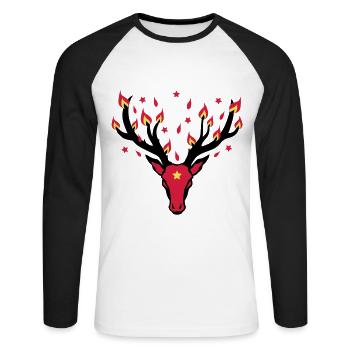 Rudolph bois de cerf feux-3c - T-shirt baseball manches longues Homme - blanc/noir - Devant - Nik (191cm)