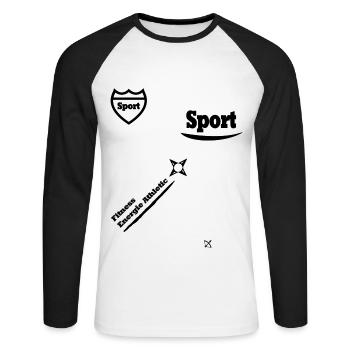 Sport Motiv - Unisex Baseballshirt langarm - Weiß/Schwarz - Vorne - Nik (191cm)