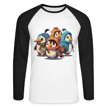 Les explorateurs polaires - T-shirt baseball manches longues Homme - blanc/noir - Devant - Nik (191cm)
