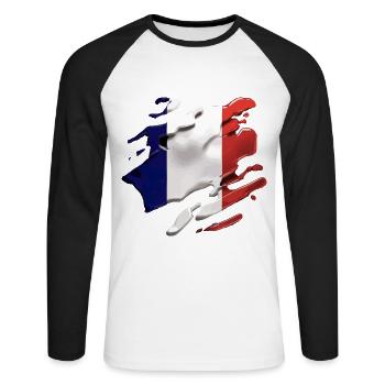 DRAPEAU DE LA FRANCE DRAPEAU FRANCE - T-shirt baseball manches longues Homme - blanc/noir - Devant - Nik (191cm)