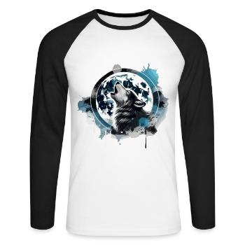 Heulender Wolf - Unisex Baseballshirt langarm - Weiß/Schwarz - Vorne - Nik (191cm)