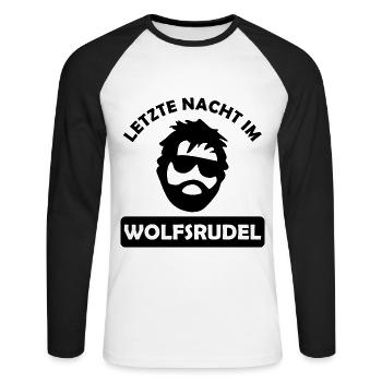 Letzte Nacht Im Wolfsrudel - JGA - Unisex Baseballshirt langarm - Weiß/Schwarz - Vorne - Nik (191cm)