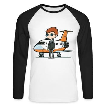 The Jet Setter - Unisex Long Sleeve Baseball T-Shirt - white/black - Front - Nik (191cm)
