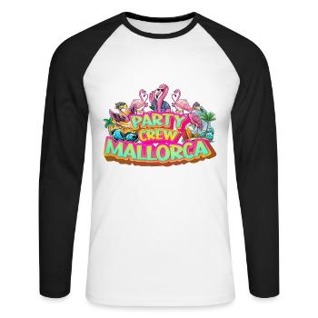 Mallorca Party Crew Sommer Urlaub Malle Flamingo - Unisex Baseballshirt langarm - Weiß/Schwarz - Vorne - Nik (191cm)