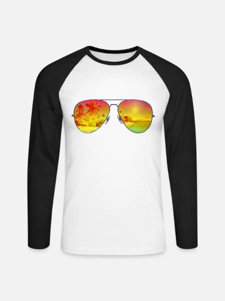 Sunny Glasses - Unisex Baseballshirt langarm - Weiß/Schwarz