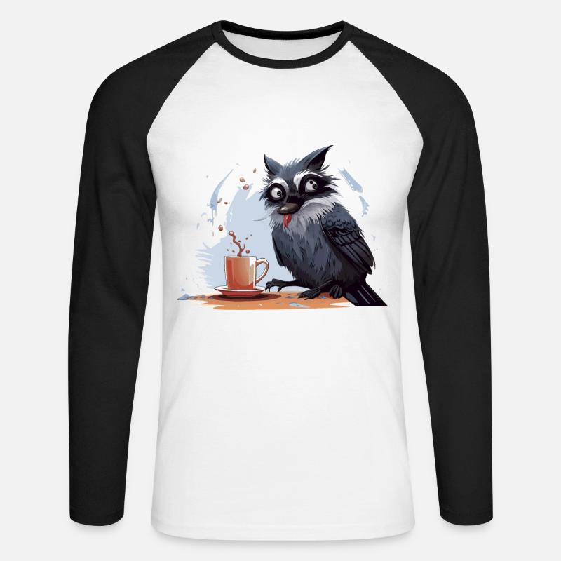 Der Koffein-Eindringling - Unisex Baseballshirt langarm - Weiß/Schwarz