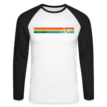 Vintage 1966 - Unisex Baseballshirt langarm - Weiß/Schwarz - Vorne - Nik (191cm)